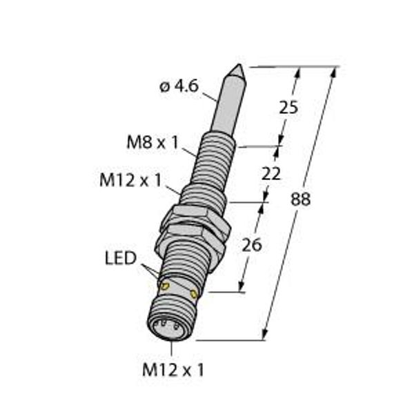 Magnetic Field Sensor For Detection of Ferromagnetic Parts   NIMFE-M12/4.6L88-UN6X-H1141 image 1