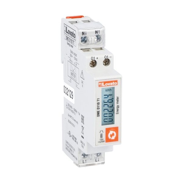 Energy meter, single-phase, non expandable, digital with LCD display, 40A direct connection, 1U, 1 prog. static output, multi-measurements, 220...240VAC image 1