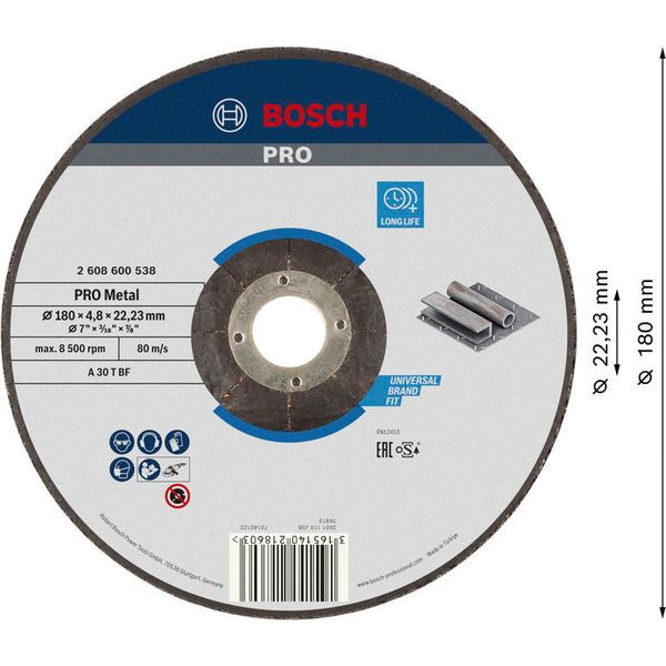 Expert for Metal grinding disc with depressed centre A 30 T BF, 180 mm, 4,8 mm image 2