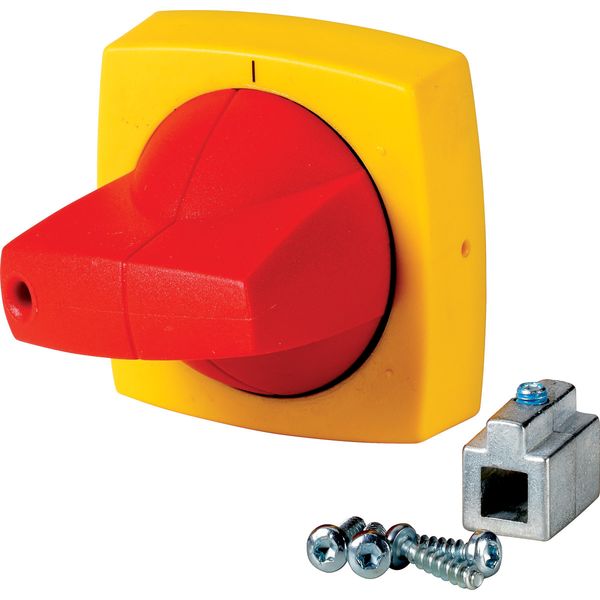 K1CR Rotary handle, 6mm, for mounting shroud, red/yellow image 3