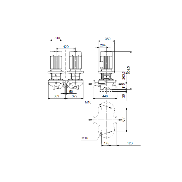 In-line circulator pump TPD 50-830/2 A-F-A-BQQE 18.5 kW 400D 50Hz IE3 image 2