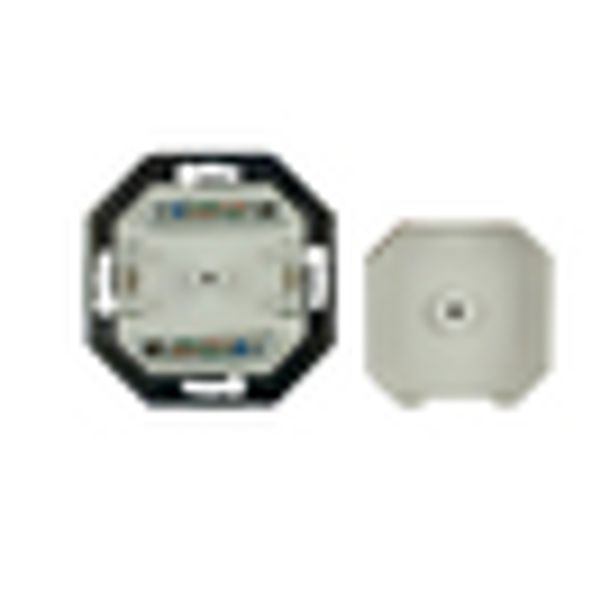 Data Outlet 2xRJ45 unshielded Cat.5e, 80x80mm,angled,RAL9010 image 3