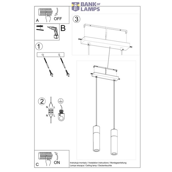HANGING LAMP ZANE 2 GREY GU10 2X40W IP20 image 4