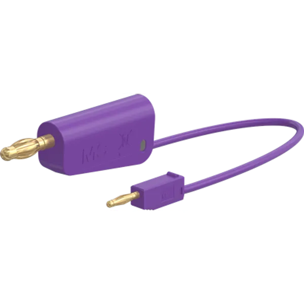 Measuring lead with (2 mm lamella plug, straight) to (4 mm lamella plug, straight), 0.45 m, purple, PVC, 0.5 mm², 64.1060-04526 image 1