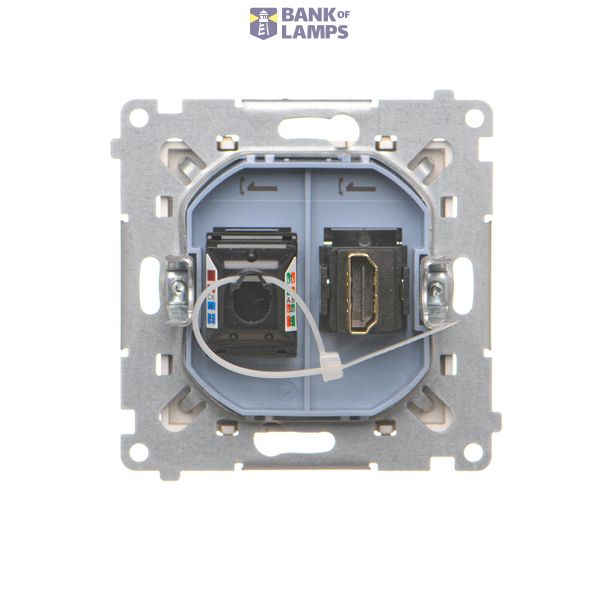 Double socket outlet without earthing, 16A, cream white/electro white image 2