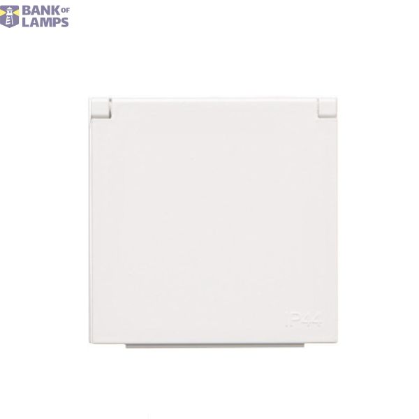 Cover for single socket outlet with earthing IP44 - same color flap & cover, white matt image 1