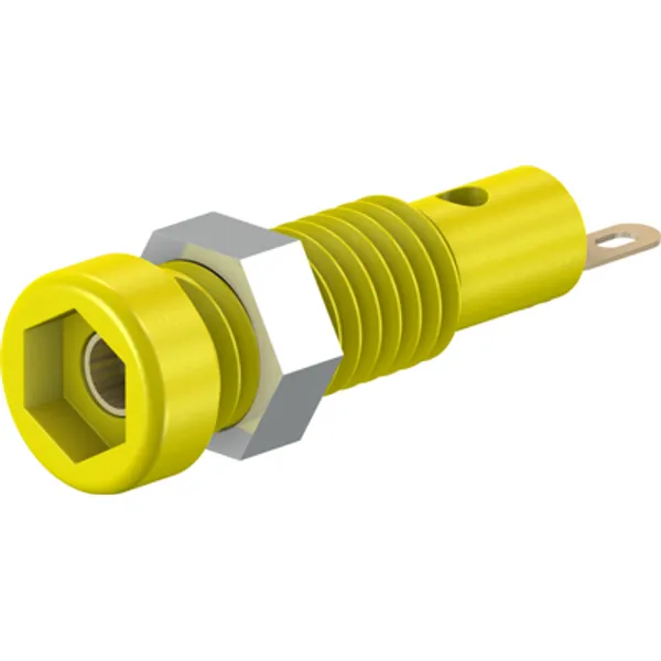 2 mm socket, solder connection, mounting Ø 5.3 mm, yellow, 23.0050-24 image 1