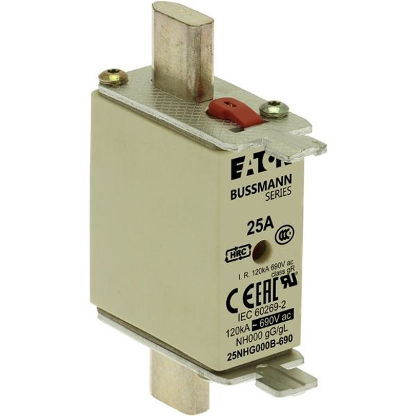 Fuse-link, LV, 25 A, AC 690 V, NH000, gL/gG, IEC, dual indicator, live gripping lugs image 4