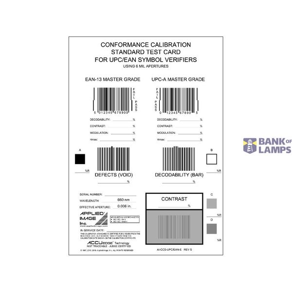 LVS Calibration Conformance Test Card, 9570/9580/9510 EAN/UPC undated 3Z4U4265H image 1