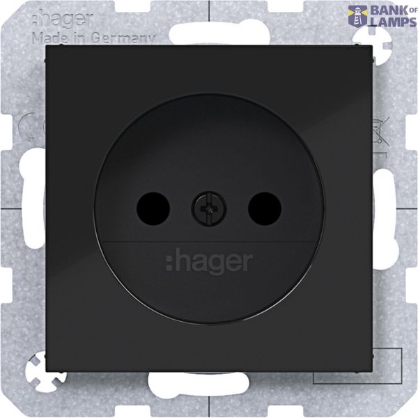 Wall socket without earth connection, Safety Plus, A.x/C.x, glossy black image 1