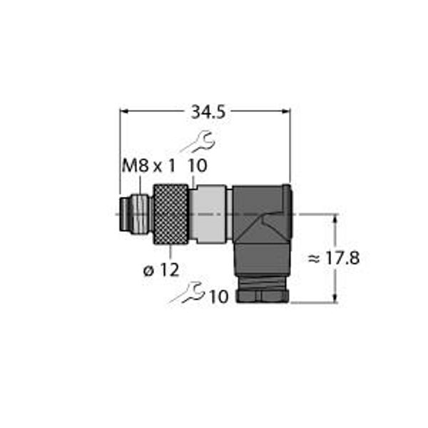 Field-Wireable Connector Male Connector M8 × 1/Ø 8 mm, Angled   BS5231-0 image 2