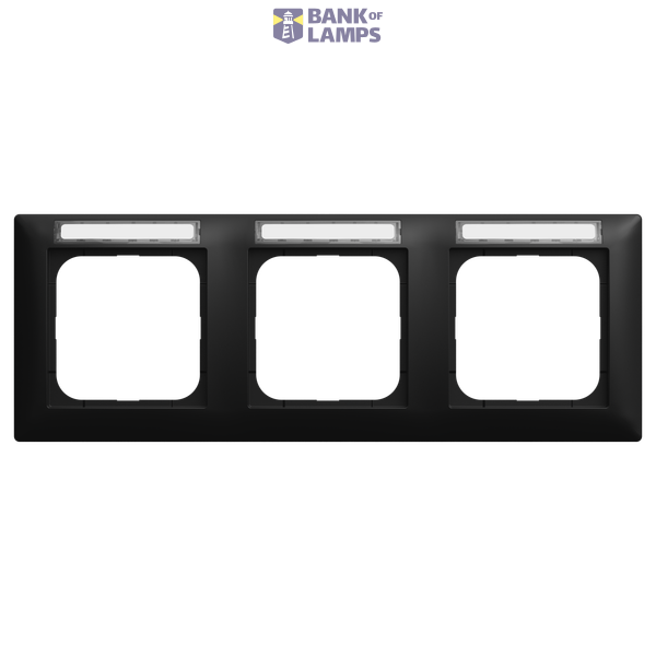 1733 NSK-915 Cover frame with viewing window, horizontal with lettering field 3-fold black matt - Busch-balance® SI image 1