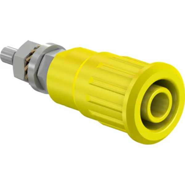 4 mm socket, screw connection, mounting Ø 12.2 mm, CAT III, yellow, 49.7092-24 image 1