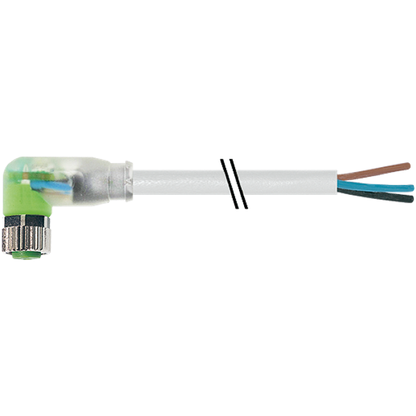 M8 female 90° A-cod. with cable LED PUR 3x0.25 gy UL/CSA+drag ch. 10m image 1