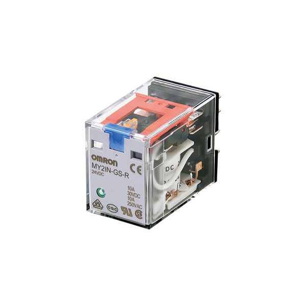 Relay, plug-in, 14-pin, 4PDT, 6 A, mechanical & LED indicators, lockab MY4 5745A image 1