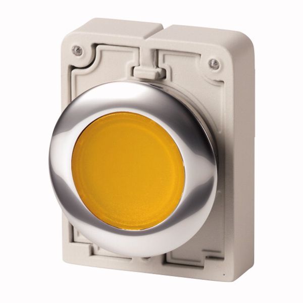 M30C-FDRL-Y Illuminated pushbutton actuator, RMQ-Titan, Flat, maintained, yellow, Blank, Metal bezel image 1