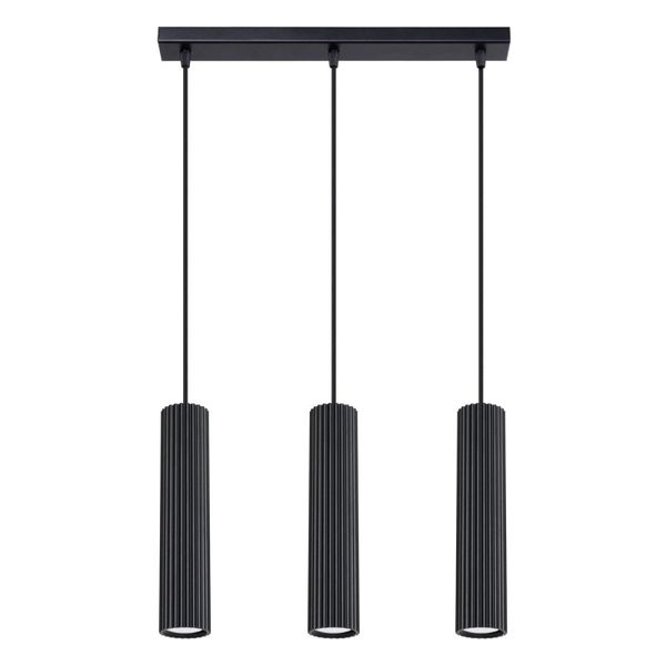 Minimalist KARBON pendant lamp with three pendants and a black ceiling plate 3xGU10 image 1