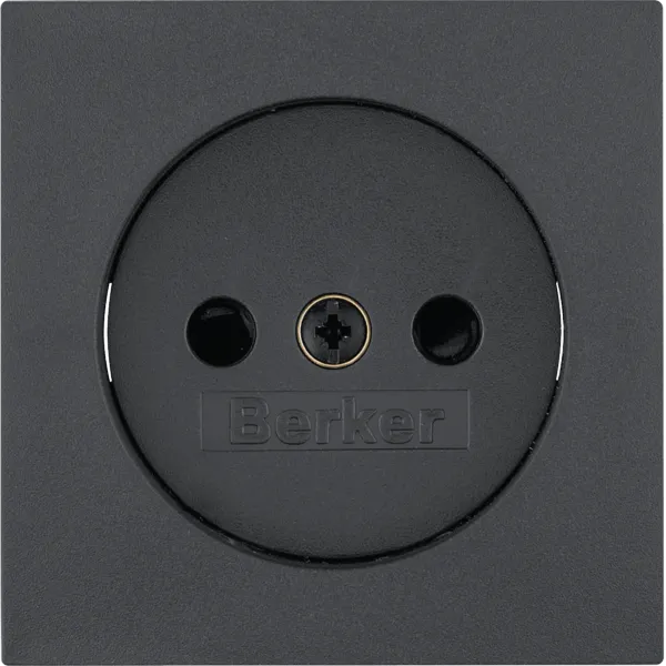 Central part for socket without ground pin with protection against contact, Berker S.1/B.x, anthracite, matt image 1