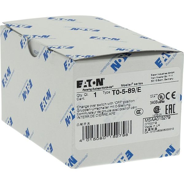 T0-5-89/E Changeoverswitches, T0, 20 A, flush mounting, 5 contact unit(s), Contacts: 9, 60 °, maintained, With 0 (Off) position, 2-0-1, SOND 29, Design number 8 image 6