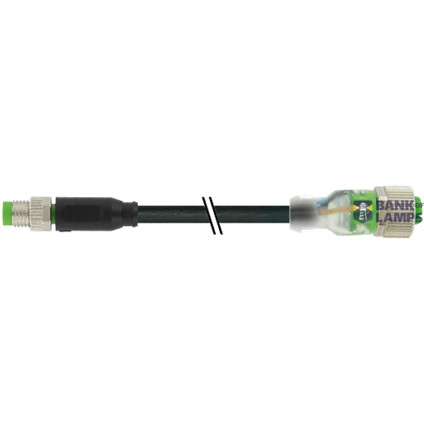 M8 male 0° / M12 female 0° A-cod. LED PUR 3x0.25 0.6m PU = 50 image 2