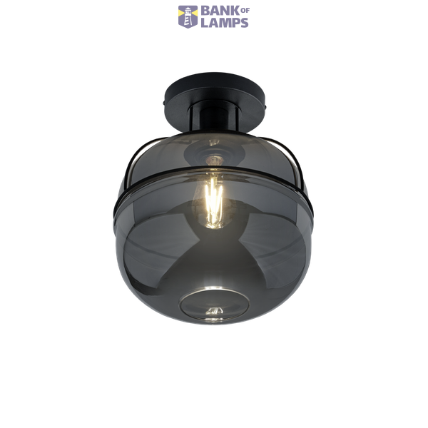 Lorena ceiling lamp E27 matt black/chrome glass image 1
