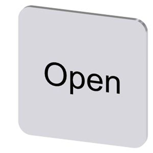 Labeling plate 22x22 mm, silver-colored label, labeling: Open image 1