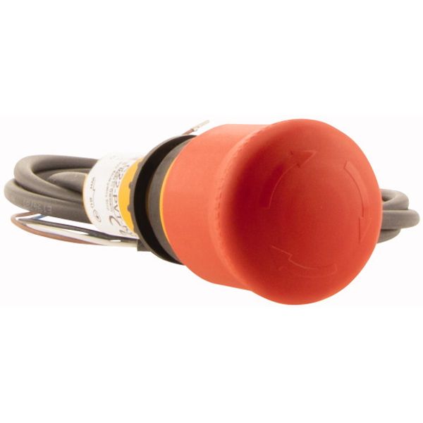C22-PVT-K02-P65 Emergency stop/emergency switching off pushbutton, Mushroom-shaped, 38 mm, Turn-to-release function, 2 NC, Cable (black) with non-terminated end, 4 po image 4