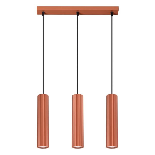 Elegant KARBON pendant lamp with three pendants, red ceiling plate, 3xGU10 image 1