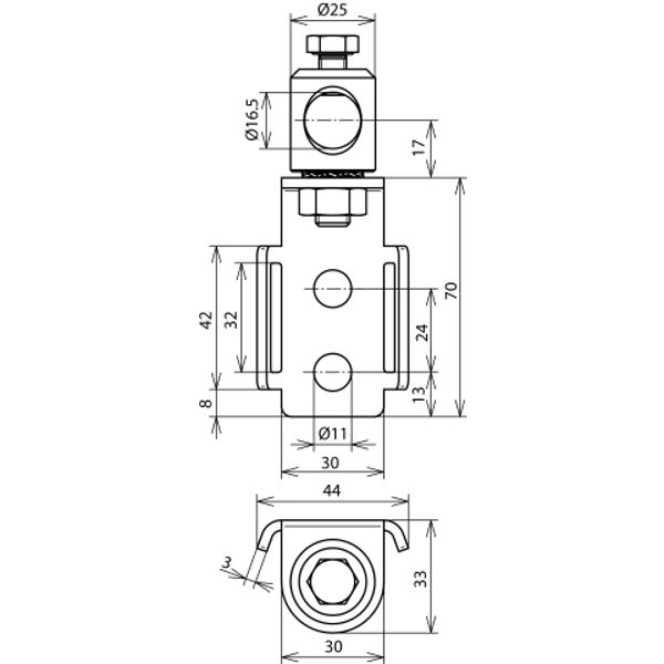 Clip f. tensioning straps W 30mm StSt with clamping bolt Al D 16mm f.  image 2