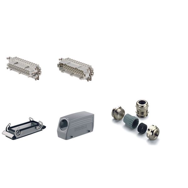 RockStar® HDC kits-Heavy-duty connectors, Kit, HE, Size: 8, Poles: 24, Screw connection, 500 V, 16 A, diecast aluminium, PG 21 image 1