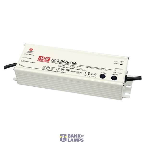 HLG-80H-36B LED driver, IP67 82W, 36V, 2.3A CV+CC dimmable, MEAN WELL image 1