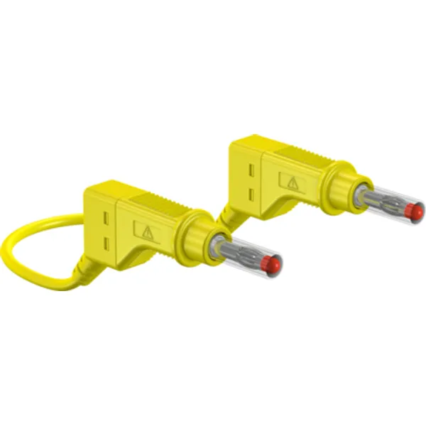 Measuring lead with (4 mm plug, spring-loaded, straight) to (4 mm plug, spring-loaded, straight), 500 mm, yellow, silicone, 2.5 mm², CAT II, 66.9408-05024 image 1