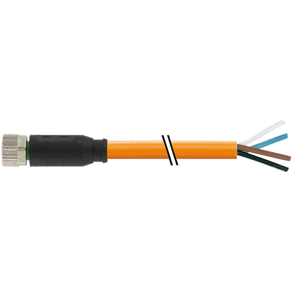 M8 female 0° A-cod. with cable PUR 4x0.34or UL/CSA+robot+drag 20.0 m image 1