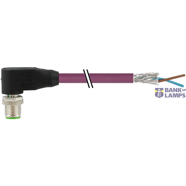 M12 male 90° B-cod. with cable shielded PUR 1x2xAWG24 shielded vt 6.5m image 2