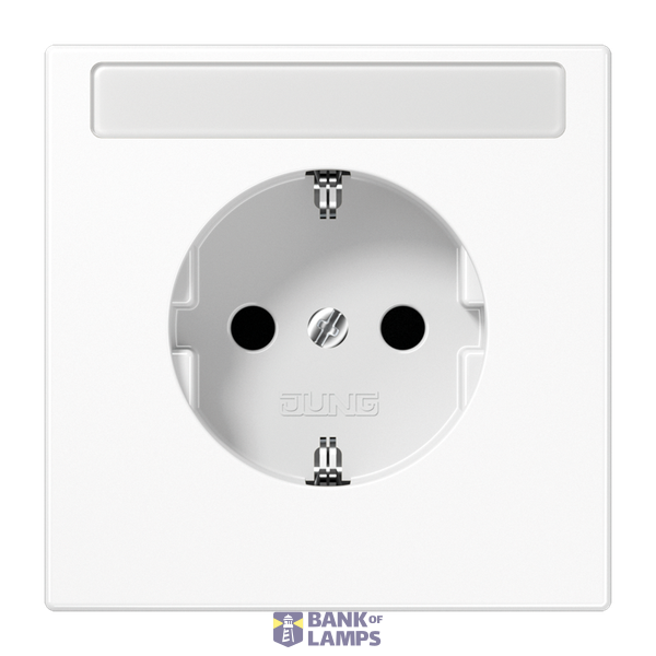 SCHUKO socket, 16 A 250 V ~, without claws, with labeling field, Duroplast, LS series, alpine white image 1