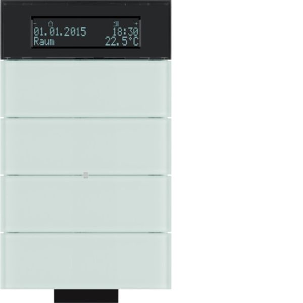 B.IQ IR Push Button with Thermostat, 4-Gang, Glass Polar White image 1