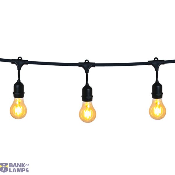 BLACK STRING LIGHTS IP44 8,5m 15xE27 12W image 1
