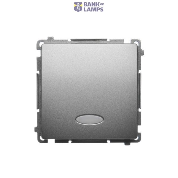 Single switch with indicator light, with indicator light LED not replaceable Color: blue, (module), 10AX, quick connection, satin, metallized image 1