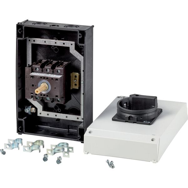 P3-63/I4/MBS/SVB-SW/HI11 Main switch, P3, 63 A, surface mounting, 3 pole, 1 N/O, 1 N/C, STOP function, With black rotary handle and locking ring, Lockable in the 0 (Off) posit image 4