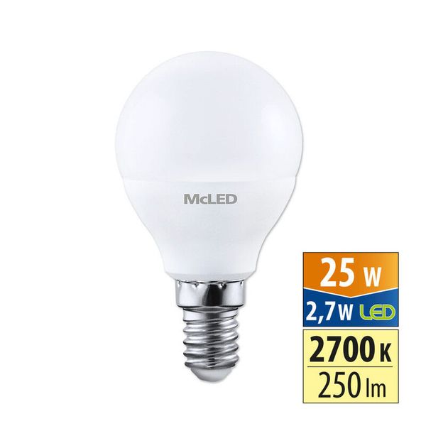 LED drop bulb 2.7W, E14, 2700K, CRI8 image 1
