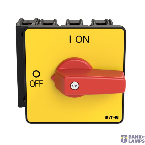 P3 On-off switch, 80 A,Flush mounting, 4 pole, Form E, Red, Short thum image 5