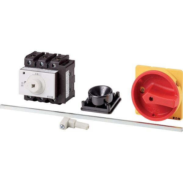 Main switch, P3, 63 A, rear mounting, 3 pole, 1 N/O, 1 N/C, Emergency switching off function, Lockable in the 0 (Off) position, With metal shaft for a image 3
