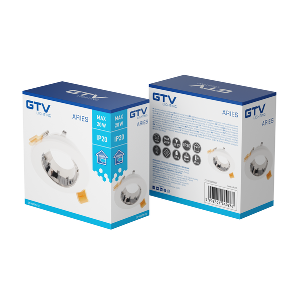 Spot luminaire housing ARIES, IP20, PC, Ø90*30 mm, round, white/black chrome image 3