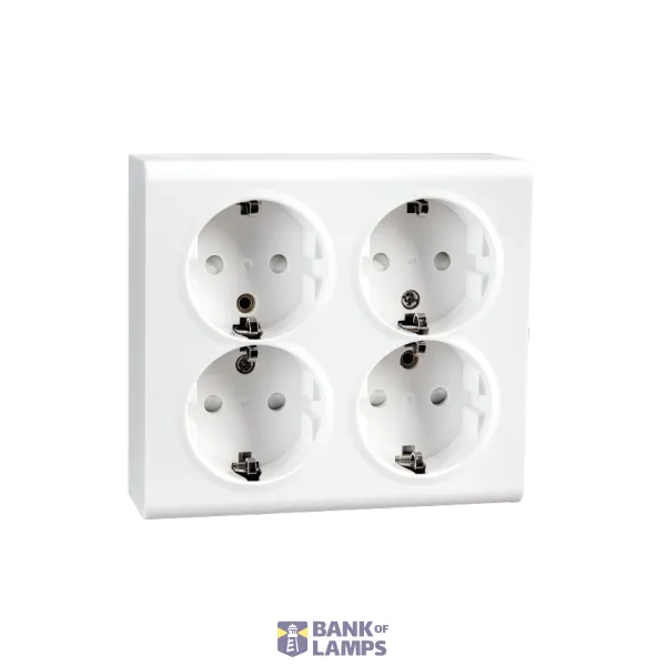 OUTLET SURFACE MOUNTED 4XS W/EARTH WHITE 6-PACK image 1