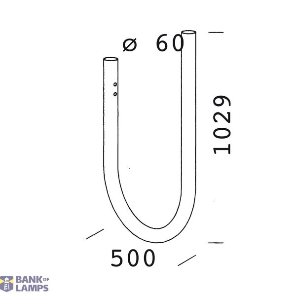 CURVED ARM 129 RAL9006 image 1