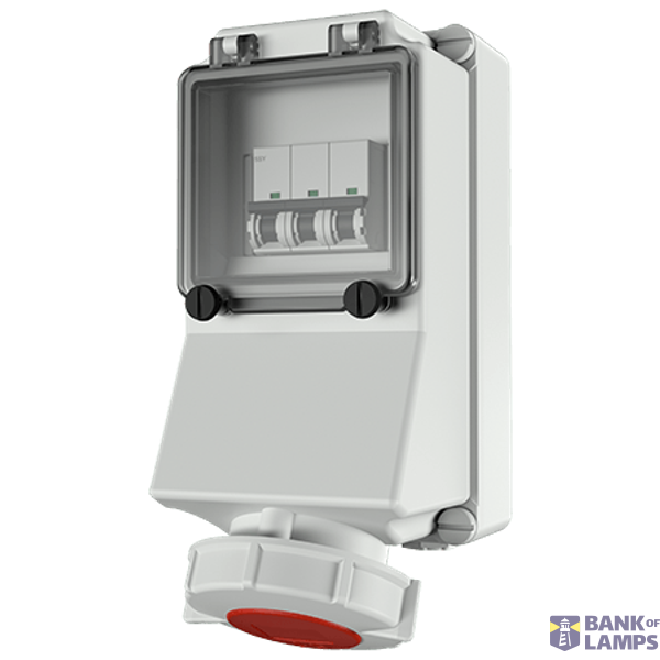 Wall mounted recept., 32A4p 6h400V IP67 image 1