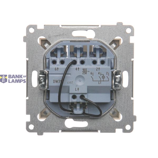 Two-way switch with LED illumination, (module), 16AX, Screw, cream white/electro white image 1
