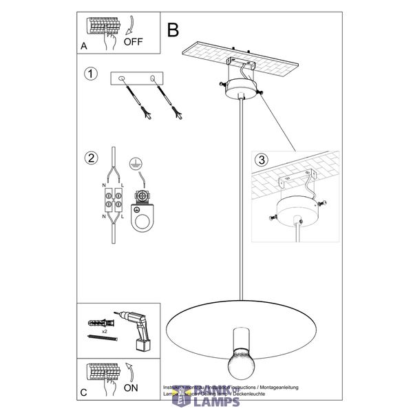 FLAVIO HANGING LAMP BLACK E27 1X60W IP20 image 4