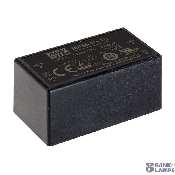 MPM-10-15 Switching power supply, module, 10W, 15V, 0,67A, MEAN WELL image 1