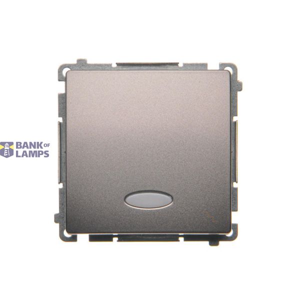 Two-way switch illuminated, LED not replaceable Color: blue, (module), 10AX, quick connection, Inox, metallized image 1